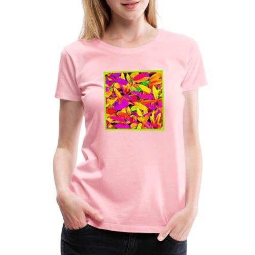 Vibrant NeonLeaf Elegance Pattern - Women's Premium T-Shirt