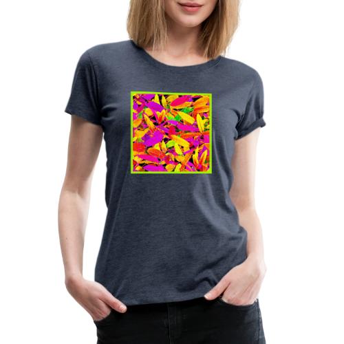 Vibrant NeonLeaf Elegance Pattern - Women's Premium T-Shirt