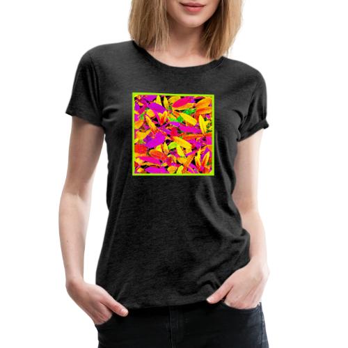 Vibrant NeonLeaf Elegance Pattern - Women's Premium T-Shirt