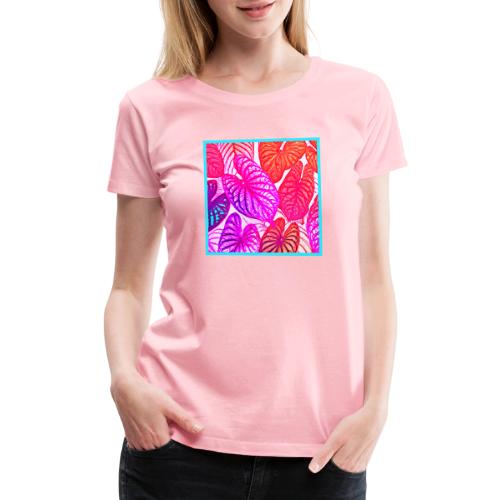 Color Burst Leaves Neon Elegance - Women's Premium T-Shirt