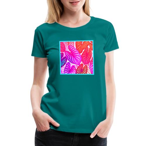 Color Burst Leaves Neon Elegance - Women's Premium T-Shirt