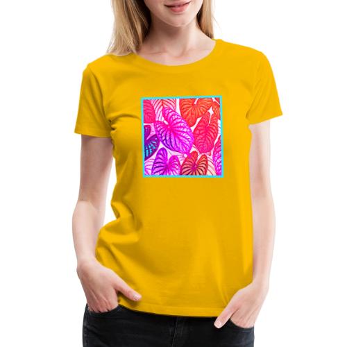 Color Burst Leaves Neon Elegance - Women's Premium T-Shirt