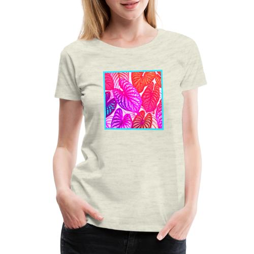 Color Burst Leaves Neon Elegance - Women's Premium T-Shirt