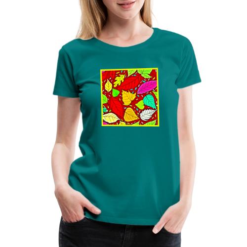 Rainbow Leaves Vibrant Pattern - Women's Premium T-Shirt