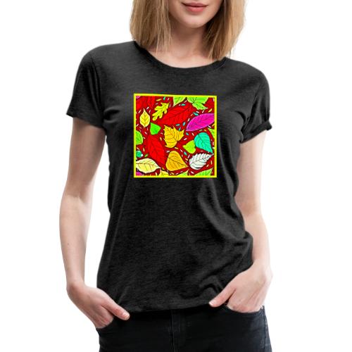 Rainbow Leaves Vibrant Pattern - Women's Premium T-Shirt