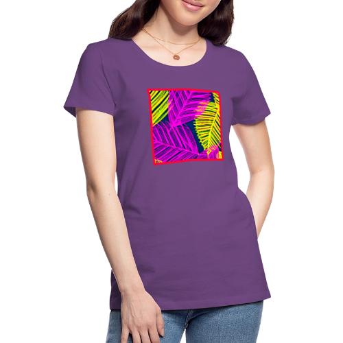 Neon Leaf Delight Chromatic Art - Women's Premium T-Shirt