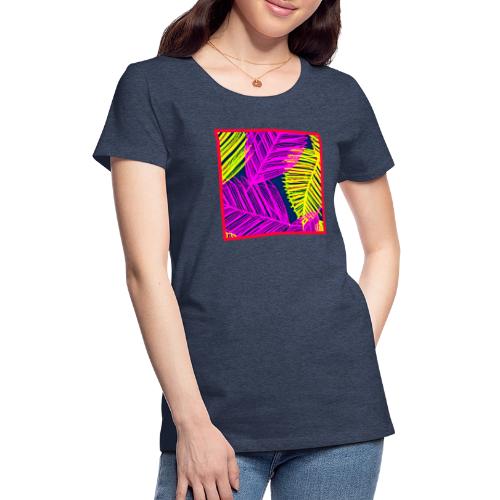 Neon Leaf Delight Chromatic Art - Women's Premium T-Shirt