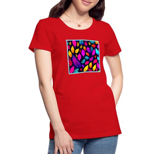 Vibrant Neon Foliage: Captivating Leaves Pattern - Women's Premium T-Shirt