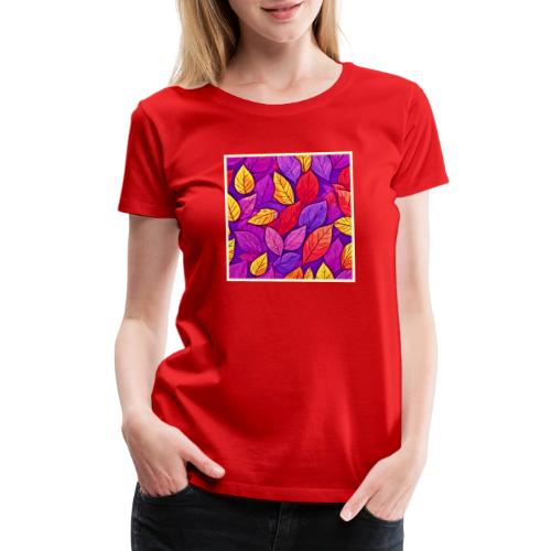 Colorful Cartoon Foliage: Purple & Yellow - Women's Premium T-Shirt