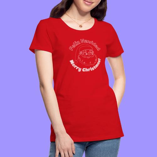 Feliz Navidad Merry Christmas Santa Claus Line Art - Women's Premium T-Shirt