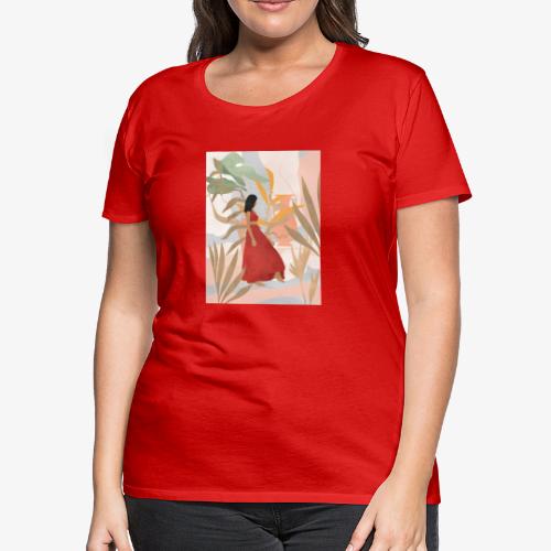 Red Dahlia summer flower - Women's Premium T-Shirt