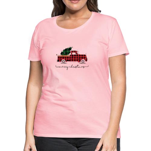 Merry Christmas Red Truck & Tree - Women's Premium T-Shirt