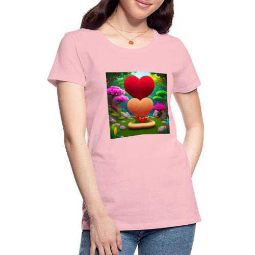 Double Heart, fantasy, nature and fantasy - Women's Premium T-Shirt