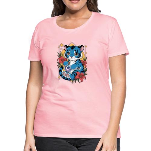 Mystic Blue Tiger Anime Potion Design – Cute tiger - Women's Premium T-Shirt