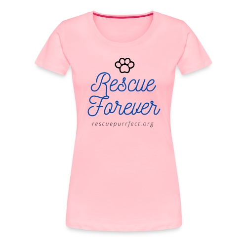 Rescue Purrfect Cursive Paw Print - Women's Premium T-Shirt