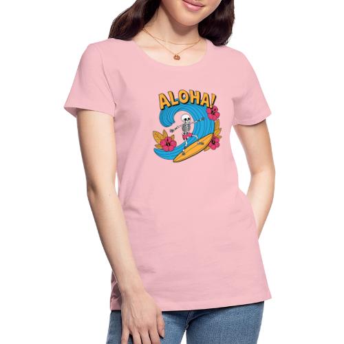 Aloha Surfing Skeleton - Beach Vibes - Women's Premium T-Shirt