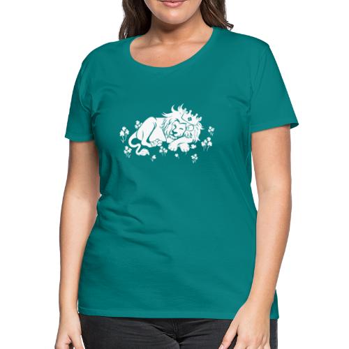 Clover King White Cute Lion Shamrock Irish - Women's Premium T-Shirt