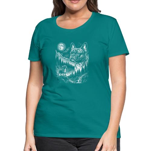 Vintage French Bulldog Moon Howling Tee - Women's Premium T-Shirt