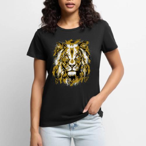 Grunge Lion Head Portrait Drawing - Vintage Lion - Women's Premium T-Shirt