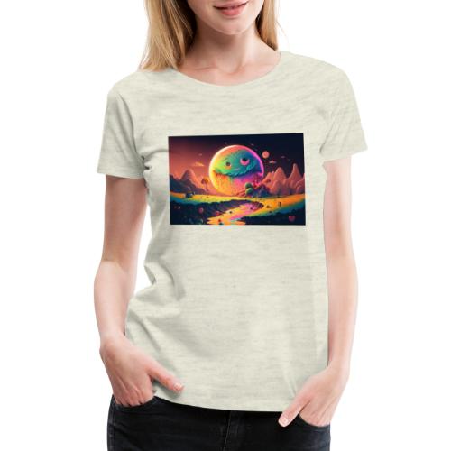 Spooky Smiling Moon Mountainscape - Psychedelia - Women's Premium T-Shirt