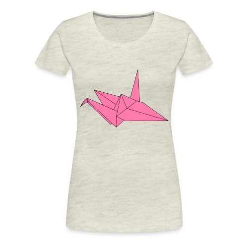 Origami Paper Crane Design - Pink - Women's Premium T-Shirt