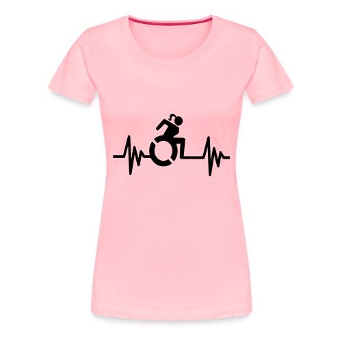 Wheelchair girl with a heartbeat. frequency # - Women's Premium T-Shirt