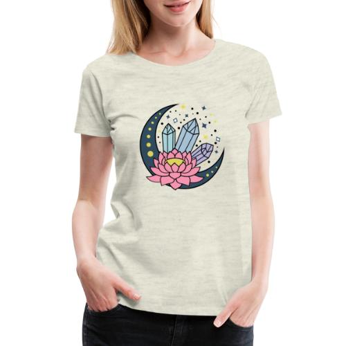 Half A Moon, Healing Crystals Lotus Flower - Women's Premium T-Shirt