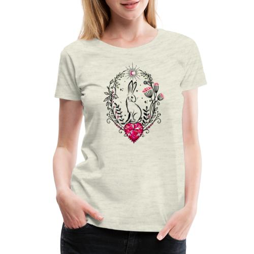 Hare Easter Bunny with Heart Crystal - Women's Premium T-Shirt