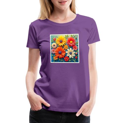 Vibrant Floral Fantasy Design - Women's Premium T-Shirt