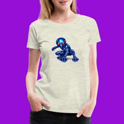 Blue Alien Crouch - Women's Premium T-Shirt