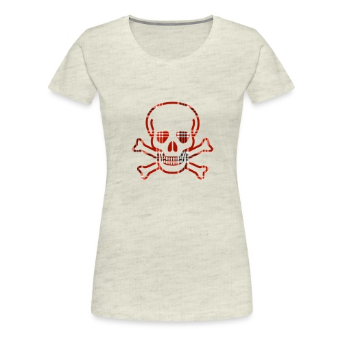 Skull & Cross Bones Red Plaid - Women's Premium T-Shirt