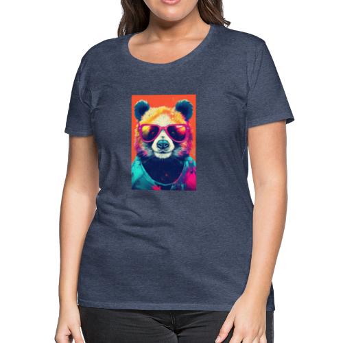 Panda in Pink Sunglasses - Women's Premium T-Shirt