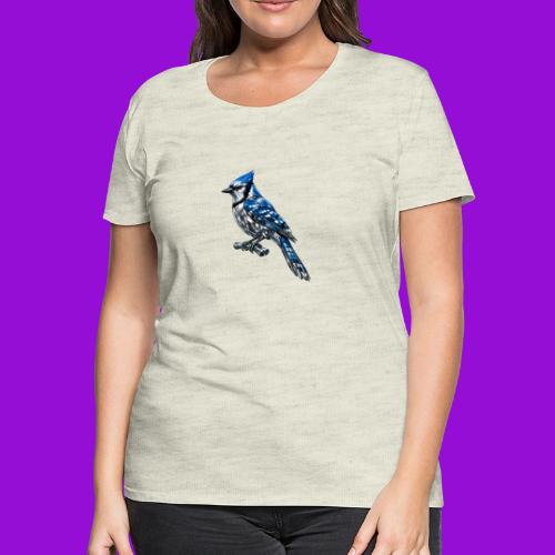 Silver Blue Jay on Perch - Women's Premium T-Shirt