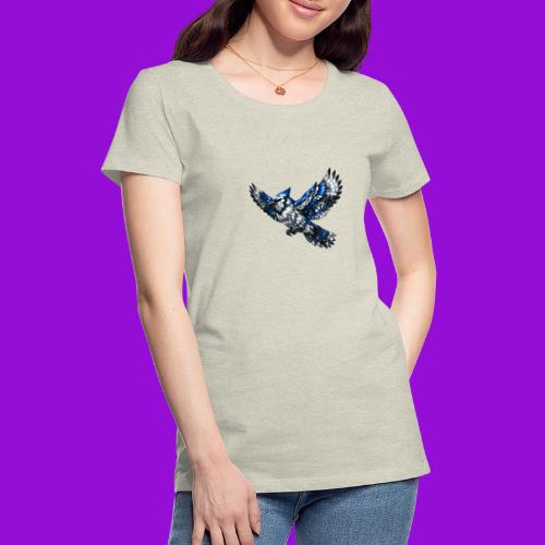 Silver Blue Jay in Flight - Women's Premium T-Shirt