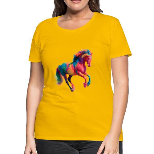 Colorful Paint Splatter Horse Art - Women's Premium T-Shirt