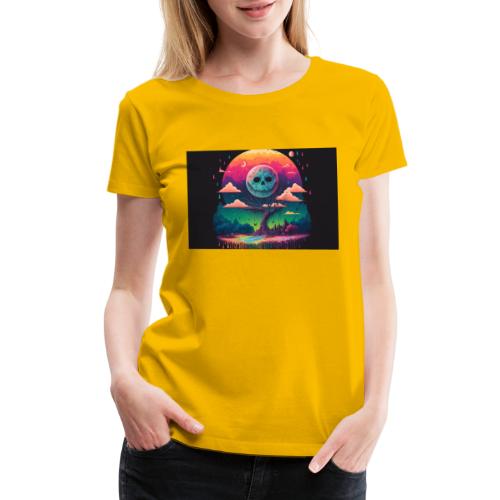 A Full Skull Moon Smiles Down On You - Psychedelic - Women's Premium T-Shirt