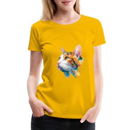 Cat: Feline Ink Burst - Women's Premium T-Shirt