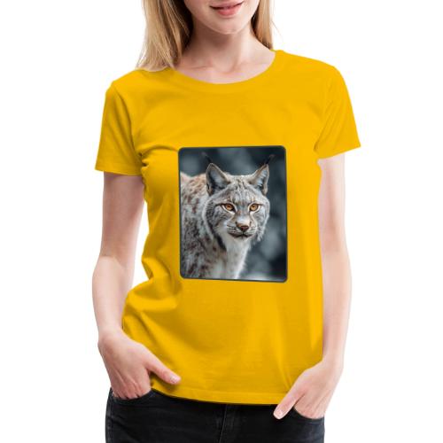 Lynx Portrait Piercing Eyes Design - Women's Premium T-Shirt