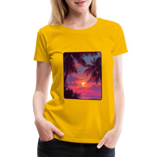 Tropical Sunset Palm Silhouette Design - Women's Premium T-Shirt