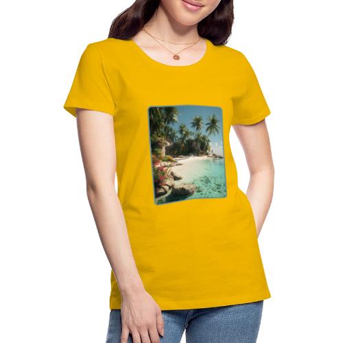 Serene Tropical Beach Floral Design - Women's Premium T-Shirt