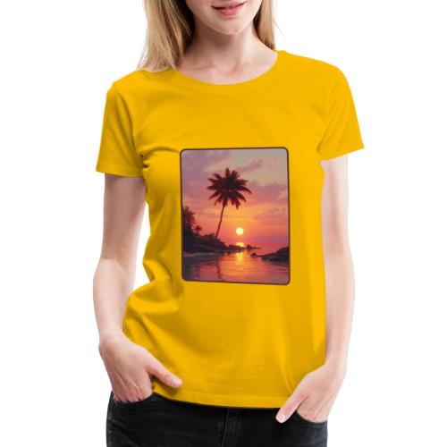 Tropical Beach Sunset Palm Design - Women's Premium T-Shirt