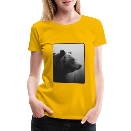 Grizzly Bear Black White Portrait Design - Women's Premium T-Shirt