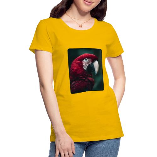 Red Green Macaw Bird Portrait Design - Women's Premium T-Shirt