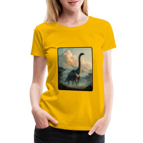 Brachiosaurus Prehistoric Scene Design - Women's Premium T-Shirt