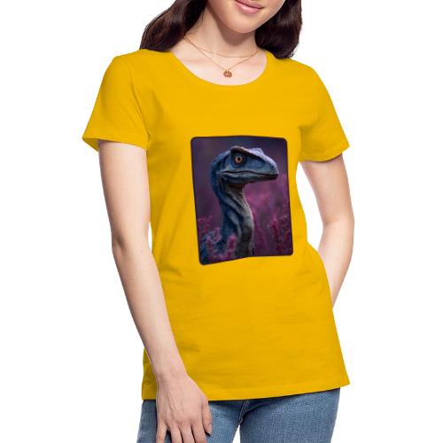 Blue Velociraptor Portrait Design - Women's Premium T-Shirt