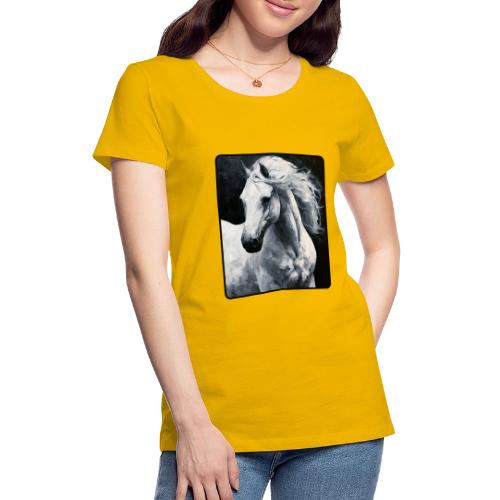 White Horse Oil Painting Design - Women's Premium T-Shirt