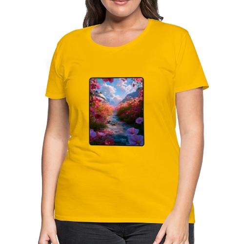 Dreamy Cosmos Valley Landscape Art - Women's Premium T-Shirt
