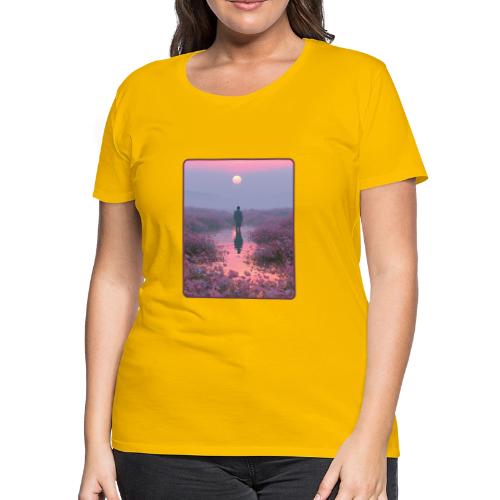 Ethereal Sunset Flower Field Art - Women's Premium T-Shirt