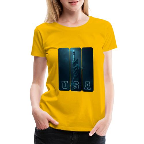 Neon Liberty USA Triptych - Women's Premium T-Shirt