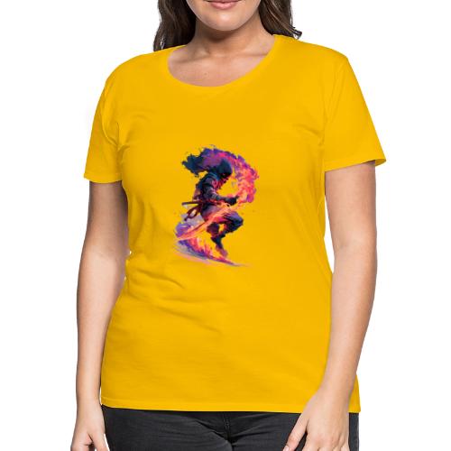 Flaming Ninja Warrior Fantasy Design - Women's Premium T-Shirt